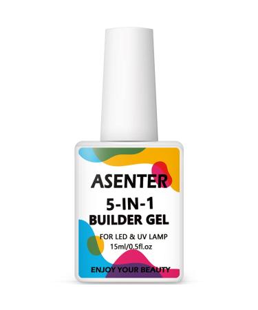 ASENTER 5 in 1 Clear Builder Gels 15ML Nails Extension Gel Base Gel Nail Strengthener Hard Gel UV/LED Vernis Gel Nail Polish Gel for Broken Nails Repair Nail Art Decoration Decals & Jewels
