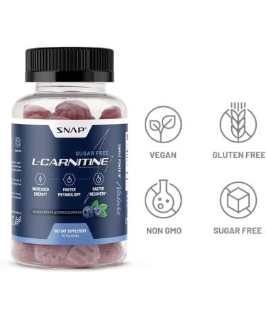 Sugar Free L Carnitine 500mg Gummy - Natural Pre Workout Supplement for Energy, Recovery & Metabolism - Blueberry Flavor (60 Gummies) - Buy Online on GoSupps.com