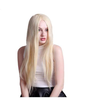 Long straight hair fashion Europe and America women African black chemical fiber cos wig wigwhite Dark brown Grandma ash