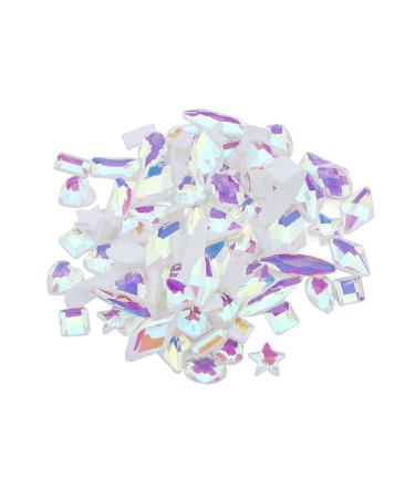 dijiusidy 50 Pieces Glass Crystal Set Eye-catching Personalized Nail Art Rhinestones DIY Handcraft Manicure Accessories for Card Making Jellry White