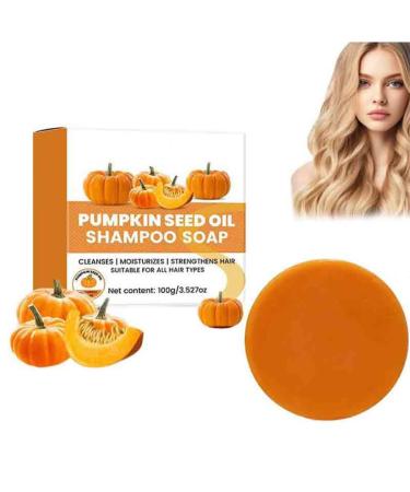 2PCS Pumpkin Seed Oil Shampoo Soap Deep Cleaning Strengthens Hair Scalp Moisturizing Shampoo Soap Suitable for All Hair Types 3.53oz