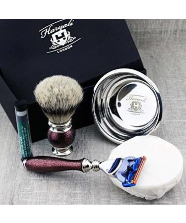 5Pc Shaving Kit - Silver Tip Badger Hair Brush Razor Stand Soap & Alum Pencil | Ideal Gift for Men - International Shipping Available - Buy Online on GoSupps.com