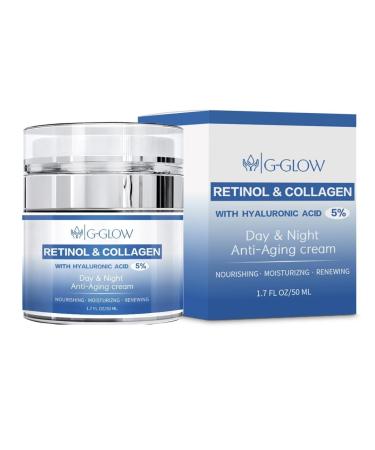 Retinol & Collagen Anti-Aging Cream with Hyaluronic Acid 5% | Day & Night Moisturizer for All Skin Types | Nourishing Firming Face & Neck Treatment - 50ml - Buy Online on GoSupps.com