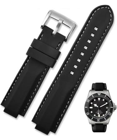 AHGDDA Silicone Bracelet for Tudor Pelagos 25500TN/25600TN - Waterproof 22mm Rubber Watch Strap - Buy Online on GoSupps.com