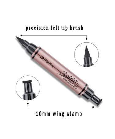 Jumbo Volume Liquid Eyeliner Stamp and Liquid Liner - 2 in 1 Black Waterproof Winged Cat Eye Makeup Tool - Buy Online on GoSupps.com