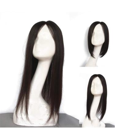 Women's 5"x5" Clip in Hairpiece for Thinning Hair Thick Human Hair 18" Off Black 18" Color: Black