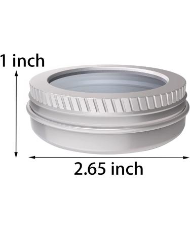 2 Ounce Aluminum Tin Jar 60ml - 20 Pcs Refillable Clear Top Screw Lid Round Container for Cosmetic Lip Balm Cream - Buy Online on GoSupps.com