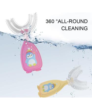Children's U-Shaped Toothbrush - All-Round Manual Silicone Brush in Pink & Yellow | Ideal for Whole Mouth Cleaning - Buy Online on GoSupps.com
