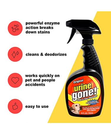 Urine Gone Pet Stain Remover & Odor Eliminator - Heavy Duty Carpet Cleaner - Enzyme Fabric Spray for Dog & Cat - 24 Fl Oz - Buy Online on GoSupps.com