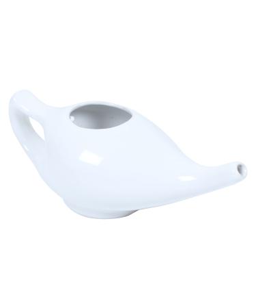 wholelifeobjects Leak Proof Durable Ceramic Neti Pot Comfortable Grip | Microwave and Dishwasher Friendly Natural Treatment for Sinus and Congestion (White)