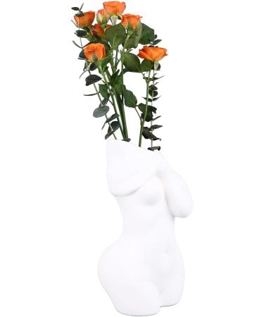 Buy Cryfok White Ceramic Female Body Vase - Modern Bohemian Home Decoration for Living Room & Study - Buy Online on GoSupps.com