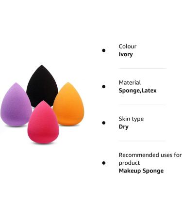 Set of 4 Non-Latex Multi-Colored Makeup Blender Sponges for Cream, Powder, and Liquid Foundation - Buy Online on GoSupps.com