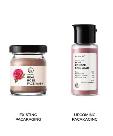 BRILLARE Real Rose Powder Facial Cleanser - Natural Exfoliator with Rose Petal & Sandalwood | Paraben & Sulfate-Free Skincare for Men & Women - 15gm - Buy Online on GoSupps.com