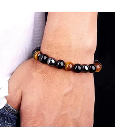 Natural Tiger Eye Obsidian Hematite Bracelet Pure Handmade Elastic Bracelet for Men and Women Relieves Fatigue Brings Health and Good Luck. (6mm/8mm/10mm) - Buy Online on GoSupps.com