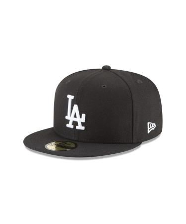 New Era Los Angeles Dodgers 59Fifty Fitted Hat, Adult, Black/White 7 1/2 Black