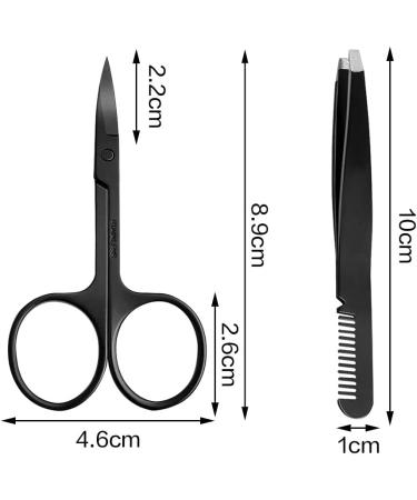 Stainless Steel Eyebrow Scissors with Comb Tweezer - Curved Small Trimmer for Facial Grooming - Mother's Day Gift - Buy Online on GoSupps.com