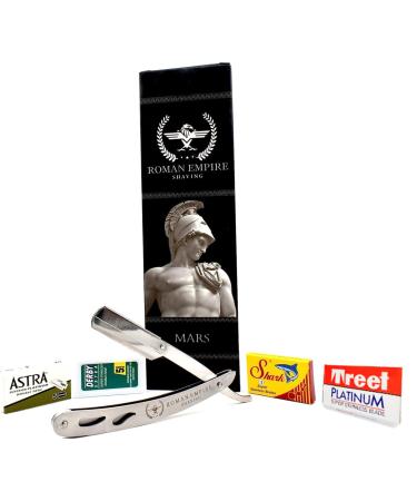 Razor Blades Club Mars Razor of Roman Empire Shaving professional razor for beard mustache and contours with 20 blades (Astra derby-Shark-Voskhod) (steel 1 unit (1 pack)