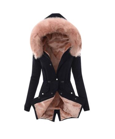 Ronony outdoor jacket with a hooded transition jacket pleasantly softshell jackets women suitable fleece jacket thick warm hooded jacket autumn winter functional coat casual slim fit sustainable jacket l 1#pink