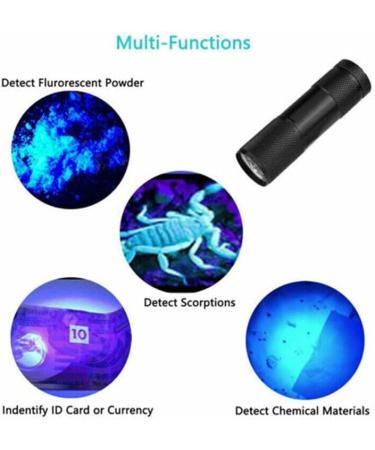 A N K UV Torch 87MM L 9LED Torch 395 NM Black Flashlight Powerful UV Light Pets Urine Detector 26MM Ultraviolet Light 3 x AAA Portable Battery Cat Bed Dog Bed Pet Bed Dry Urine Detector. - Buy Online on GoSupps.com