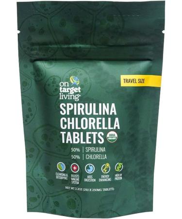 Organic Spirulina Chlorella Travel Tablets - 250 G (2.2 oz) | USDA Organic | Vegan | Immune Boosting & Detoxifying | Protein Dense - Buy Online on GoSupps.com