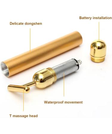 24K Golden T-Shape Electric Beauty Bar - Enhance Skin Relaxation & Elasticity | Best Face Massage Tool - Buy Online on GoSupps.com