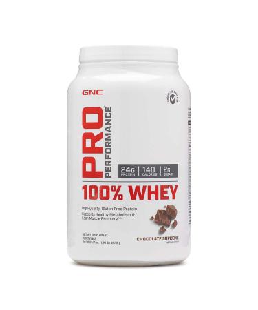 GNC Pro Performance 100% Whey Protein Powder - Chocolate Supreme, 25 Servings, Supports Healthy Metabolism and Lean Muscle Recovery Chocolate 25 Servings (Pack of 1)