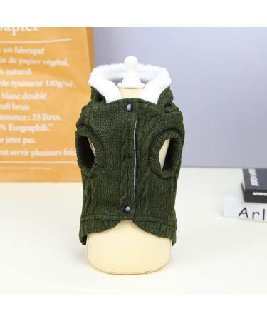 Warm Wool Dog Sweater with Hat - Classic Green Hoodie for Small & Medium Dogs | Winter Turtleneck Fleece Mantel - Buy Online on GoSupps.com