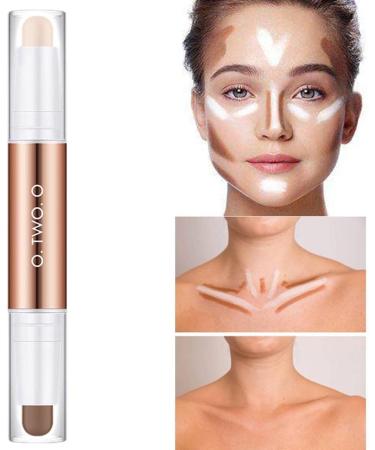 jojomis Highlighters Stick Double-Head Makeup Concealer Contouring Cream Set Face Highlighters Sticks - Natural Warm coffee - Buy Online on GoSupps.com
