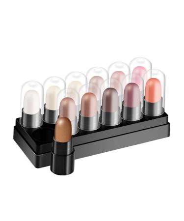 WOONEKY 12pcs 12 Shadow Box Makeup Kits Stick Eye Shadow Glitter Plastic