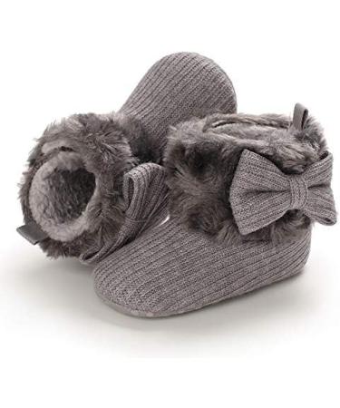 Baby Winter Warm Fleece Bootie - Non-Slip Soft Sole Shoes for Boys and Girls 12-18 Months - Grey - Buy Online on GoSupps.com
