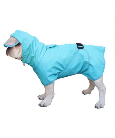 Kahool Waterproof Dog Raincoat, Adjustable Reflective Dog Rain Coat with Hoodie, Lightweight Dog Rain Jacket Dog Poncho Slicker with Leash Hole for Small Medium Large Dogs (Large, Blue) Large Blue