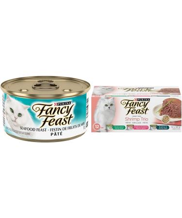 Fancy Feast Seafood Pate and Shrimp Trio Wet Cat Food Variety Bundle | 2.04 kg + 12 Pack Pet Food+ Cat Food Shrimp