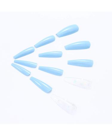 Brishow Blue Butterfly Press-On Nails | Long Ballerina Acrylic Fake Nails | 24-Piece Set for Women & Girls - International Shipping - Buy Online on GoSupps.com