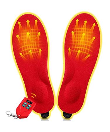Heated Insoles for Men Women  Rechargeable Foot Warmers with LED Display Remote Control  Wireless Heat Insoles for Hunting Fishing Hiking Camping Unisex (Small)