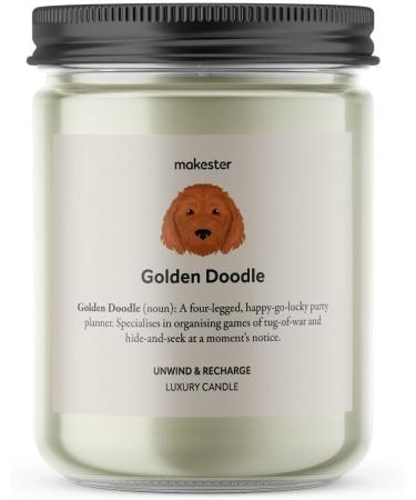 Golden Doodle Candle - 220g Soy Wax with Madagascan Vanilla Jasmine & Sugared Almond - Perfect Gift for Dog Lovers - Buy Online on GoSupps.com