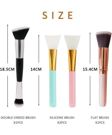 4-pack of foundation brushes containing 1 pink flat brush 1 dual-ended brush and 2 silicone brushes (powder blue) for concealer powder and liquid makeup everyday makeup - Buy Online on GoSupps.com
