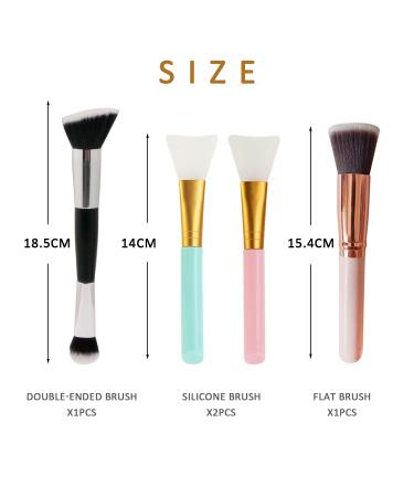 4-Pack Foundation Brush Set - Blending & Application Brushes for Liquid Powder & Concealer | Includes Pink Flat Two-Sided & Silicone Brushes - Buy Online on GoSupps.com
