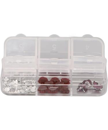 Nail Art Rhinestones Kit Dark Red Butterfly Nail Charms Glittering 3D Flower Portable Nail Charms Vintage Nail Charms Kit Transparent with 6 Grid Storage Box - Buy Online on GoSupps.com