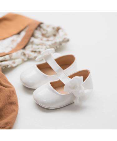 Sonsage Infant Baby Girls Bowknot Mary Jane Anti-Slip Princess Flats 12-18 Months - White - Buy Online on GoSupps.com
