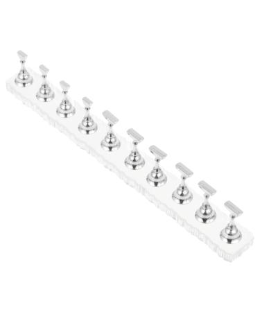 WOFASHPURET Metal Stand 1 Set Nail Art Base Press on Nail Stand Beauty Nail Display Acrylic Metal Nail Mud Creative Nail Display 19.50X2.00X0.80CM Silver