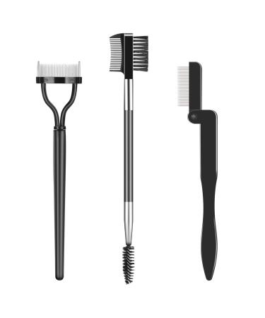 3PCS Eyelash Comb Lash Separator Brow Brush & Eyebrow Spoolie for Removes Clump Mascara 3 Piece Set