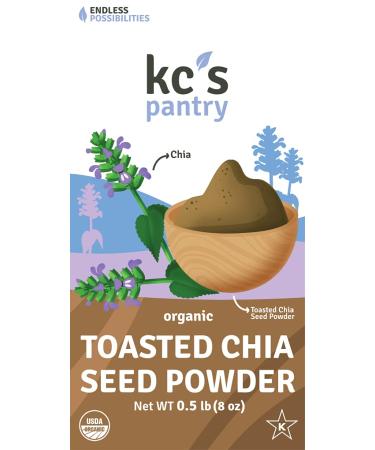 KCs Pantry Organic Chia Seed Powder - 8 oz. Bag, 19 Servings, Non-GMO, Vegan, Gluten-Free, Keto & Paleo, Kosher, Perfect for Smoothies, Baked Goods, Desserts, Soup Thickener, Condiments, Dips, Meat Balls, Arepas, Veggie Bu