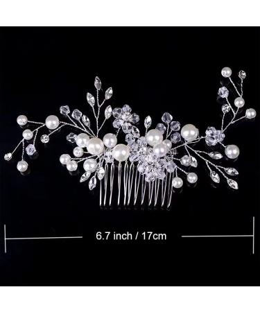 Silver Bridal Flower Side Hair Clip with Pearls - Wedding Headpiece for Brides & Bridesmaids - Buy Online on GoSupps.com