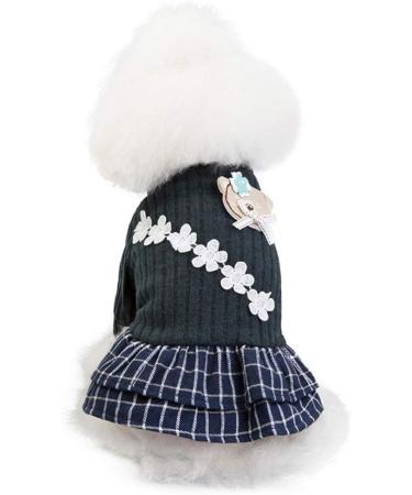 Rayminsino Pet Wool Clothing - Stylish Princess Rock Flower Plaid Sweater for Puppies & Medium Dogs - Warm Cotton Jacket for Cats in Gray - Buy Online on GoSupps.com