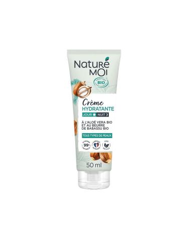 Natur Moi Moisturizing facial cream all skin types facial care day and night aloe vera and organic bababasu butter hydrates and nourishes certified organic 50 ml produced in France