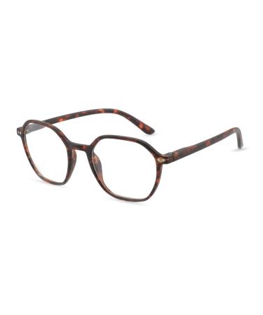ZENOTTIC Blue Light Blocking Glasses Hexagonal Eyeglasses Frames Anti Blue Ray Glasses Computer Glasses Women/Men Tortoise 1.0 x