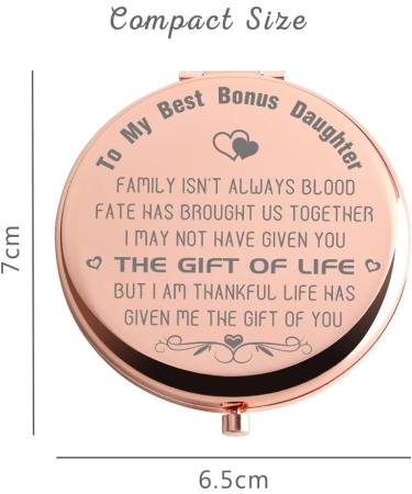 Rose Gold Compact Pocket Mirror: Unique Bonus Daughter Gifts from Bonus Mom/Dad - Perfect for Birthday, Wedding, Christmas & Graduation - Buy Online on GoSupps.com