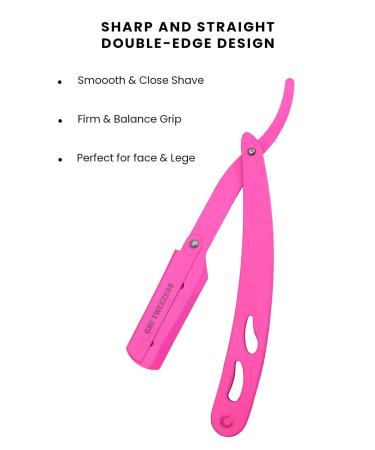 Premium Pink Straight Edge Razor - Stainless Steel & High Hardness Carbon Steel Cutthroat Blade for Precision Shaving - Buy Online on GoSupps.com