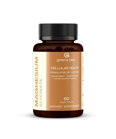 Greens Best Magnesium Glycinate 500mg High Absorption Chelated Magnesium for Sleep Muscle Recovery & Heart Health Non-GMO Vegan Doctor Formulated No Fillers 60 Capsules