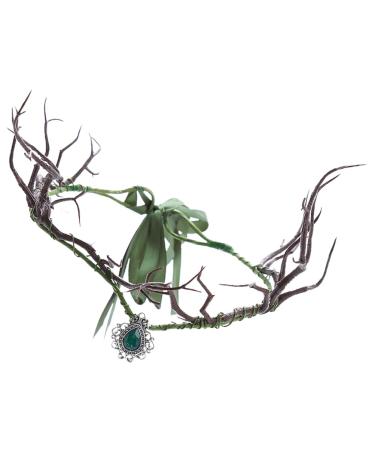 Beavorty Hair Accessory Fairy Antler Crown Elf Flower Headpiece Leaf Tiara Circlet Forest Headband Tree Branches Headdress for Renaissance Halloween Cosplay Festival Accessory